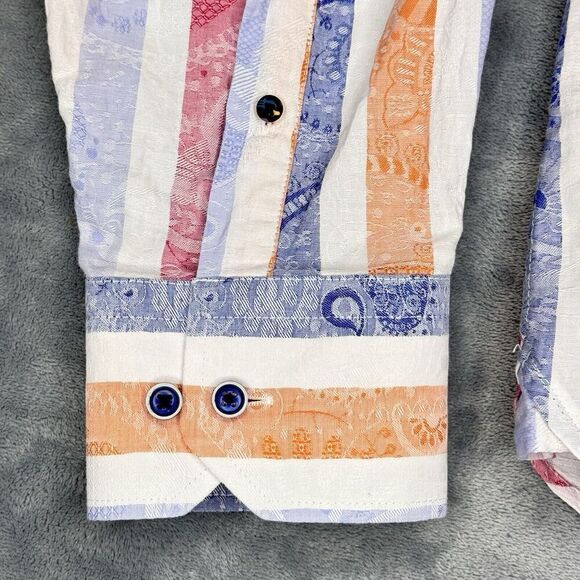 Luchiano Visconti Sz XL Men's Multi-Color Abstract Cotton Long Sleeve Shirt NICE - Picture 6 of 16